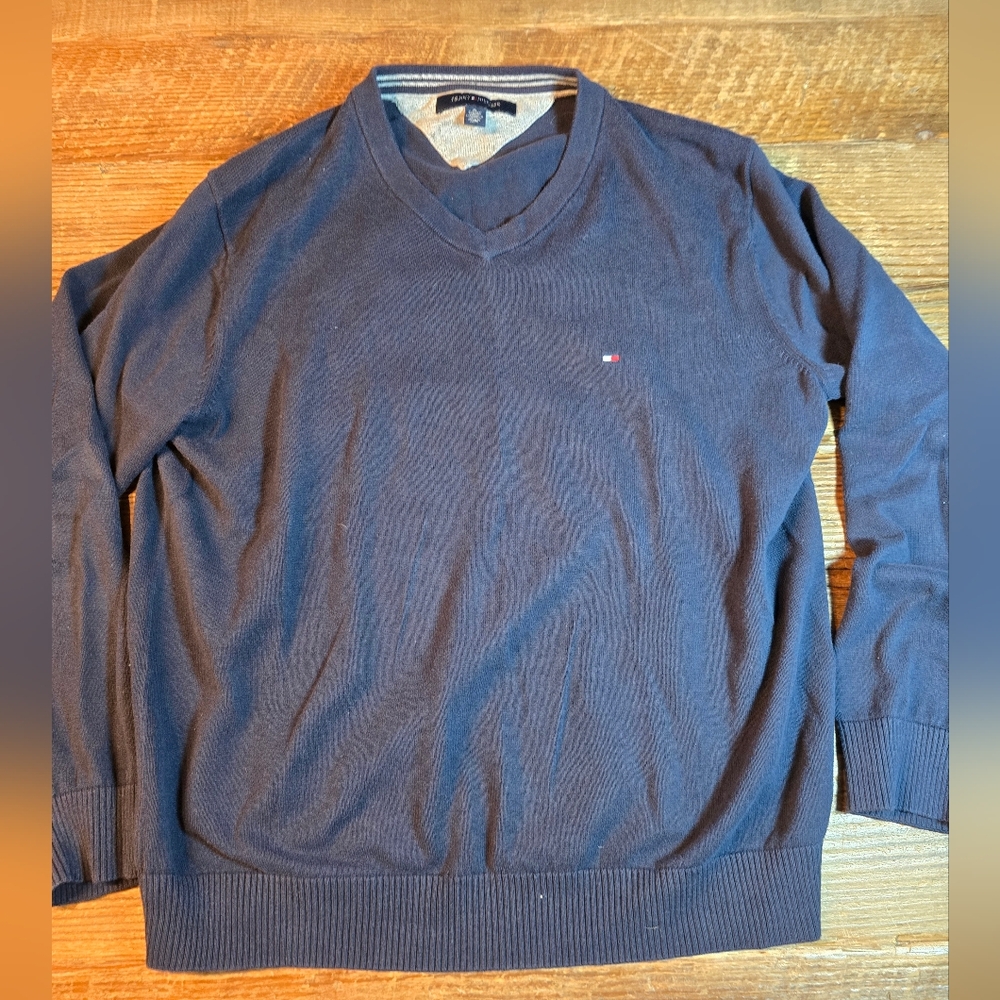 Tommy Hilfiger Men's Navy V Neck Sweater Xl